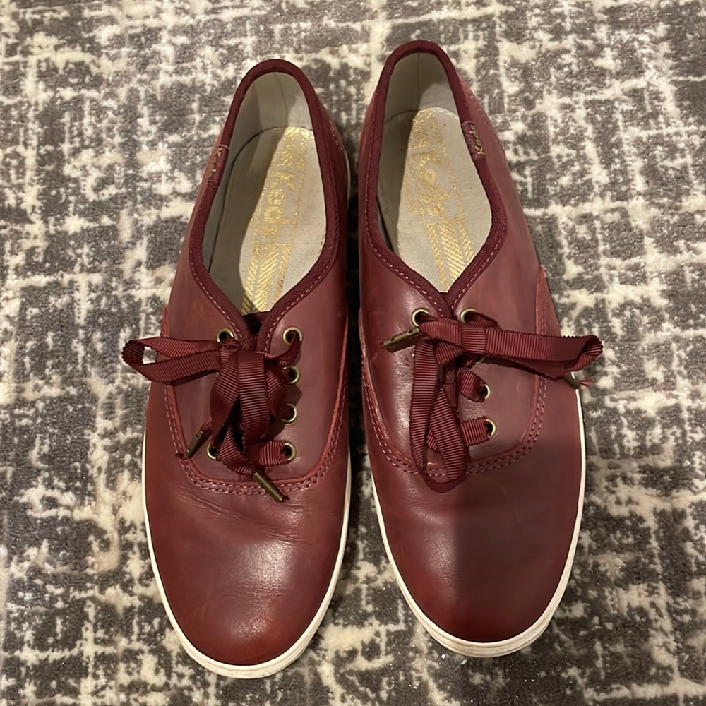Burgundy Leather Keds Sneakers